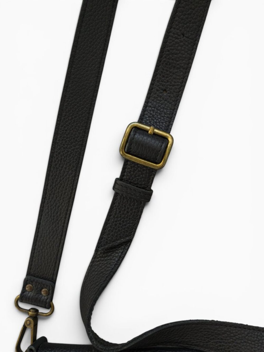 11600 Leather Goods Black Pebbled Leather Crossbody, Made in Spain - Picture 8 of 9